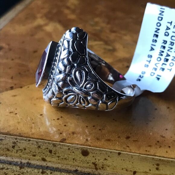 Natural Ruby Sterling Silver Ring Size 7 - Picture 3 of 9